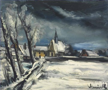雪 Painting - 雪の中の教会 モーリス・ド・ヴラマンクの風景